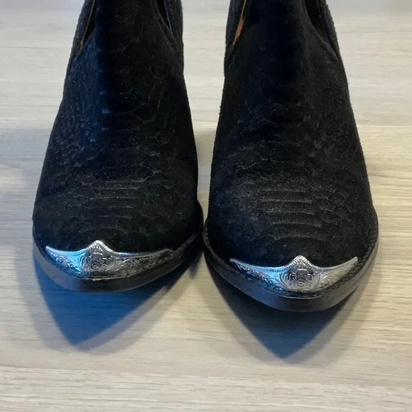 Jeffrey Campbell Cromwell Western Black Suede Snakeskin Leather Booties-Size 7.5 - Picture 3 of 16